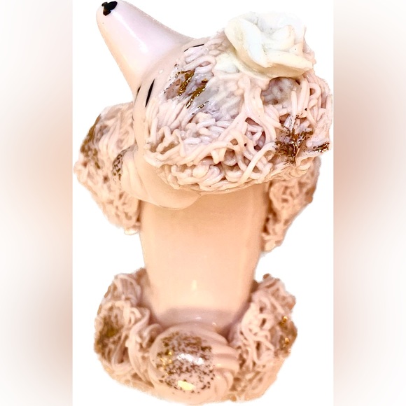 Vintage Lefton pink spaghetti poodle set. Boy/Girl dog set. Gold accents - Picture 8 of 13